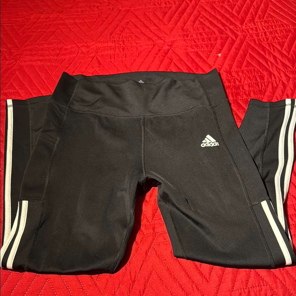 Adidas Black Leggings with Triple Stripes